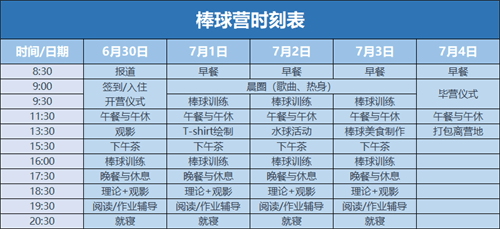 棒球营时刻表