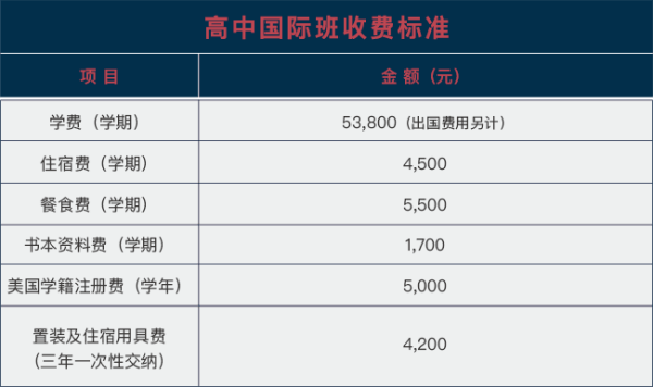 武汉海淀外国语实验学校国际高中（国际班）收费标准